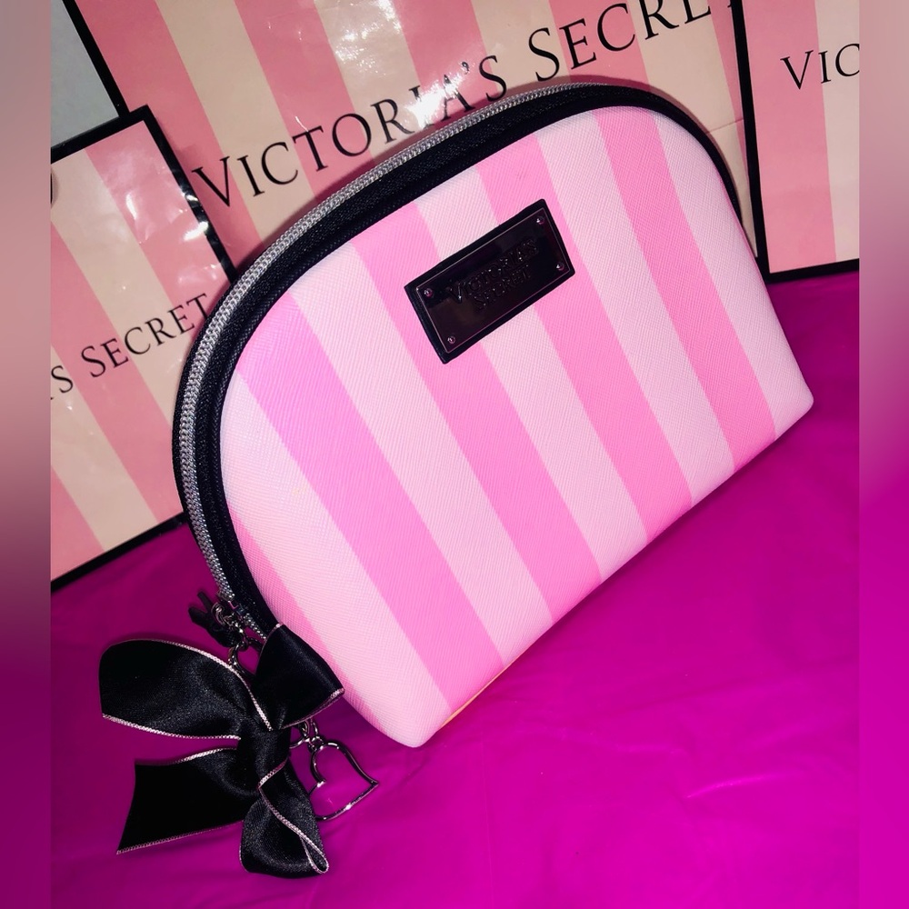 Victoria's Secret Pink Striped Cosmetic Make Up Beauty Brushes Hair Accessories